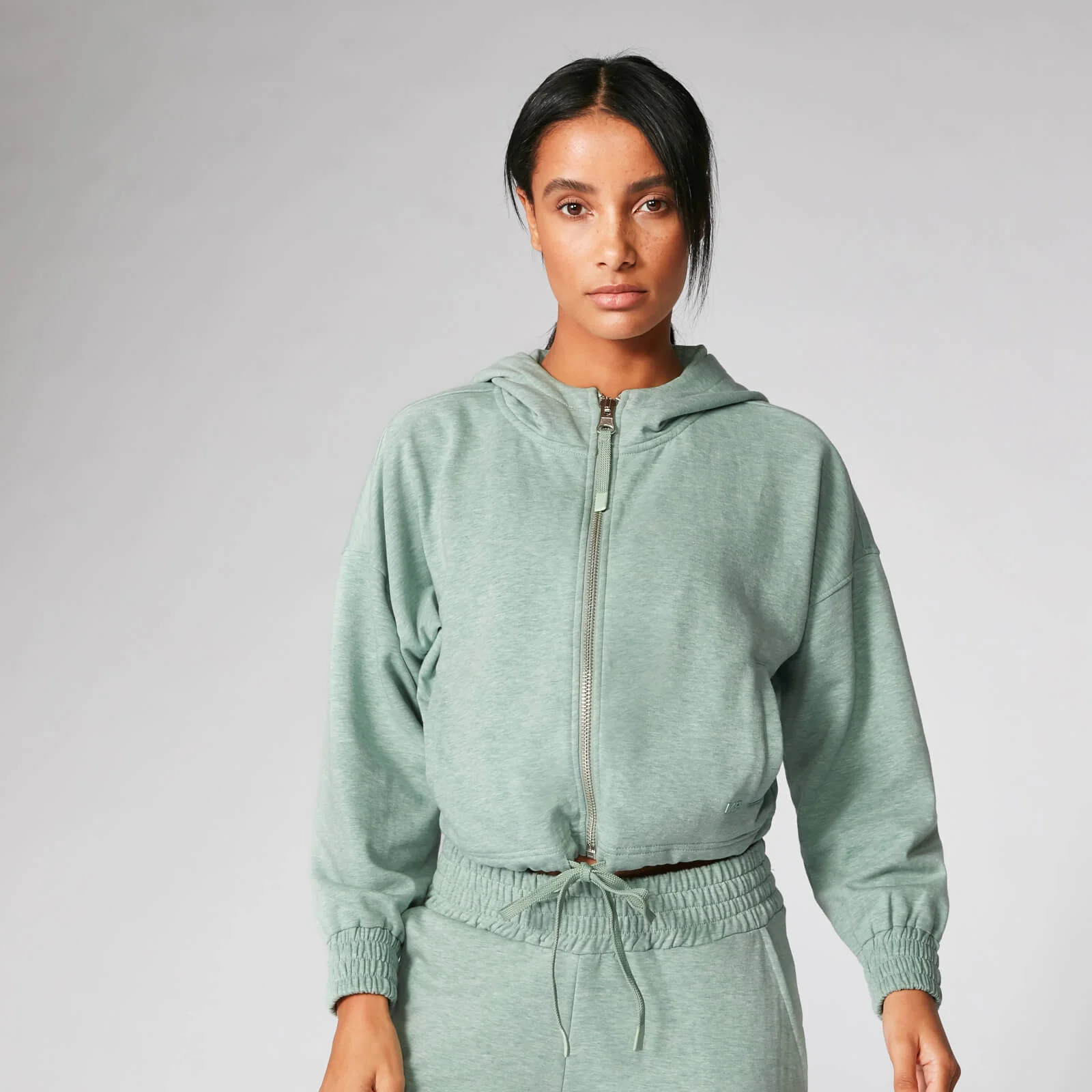 Revive Cropped Hoodie - Seafoam Marl - XS Afbeelding 1