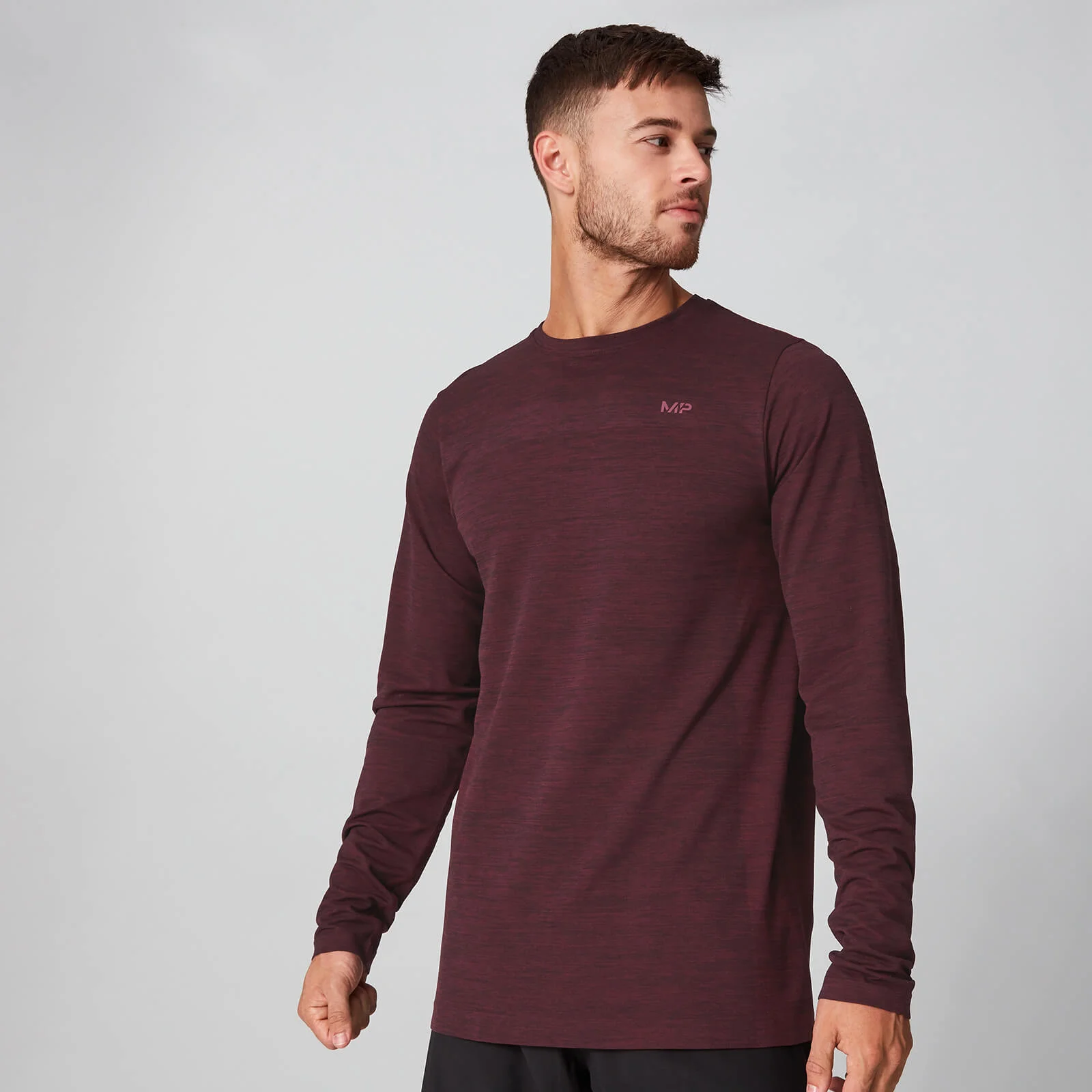 Aero Knit Long-Sleeve T-Shirt - Oxblood Marl - XS Afbeelding 1