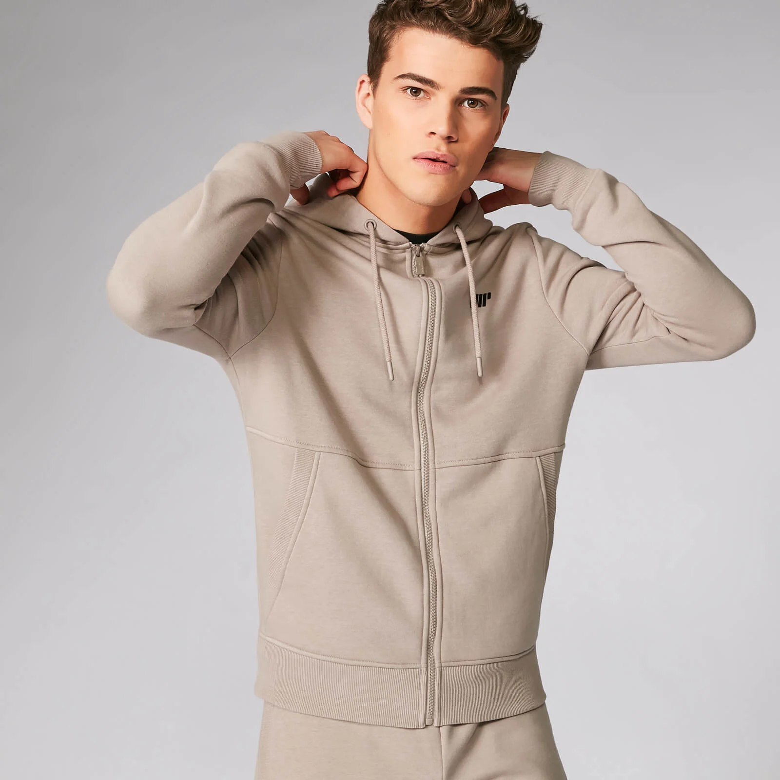 Myprotein Tru-Fit Zip Up Hoodie 2.0 - Taupe - XS Afbeelding 1