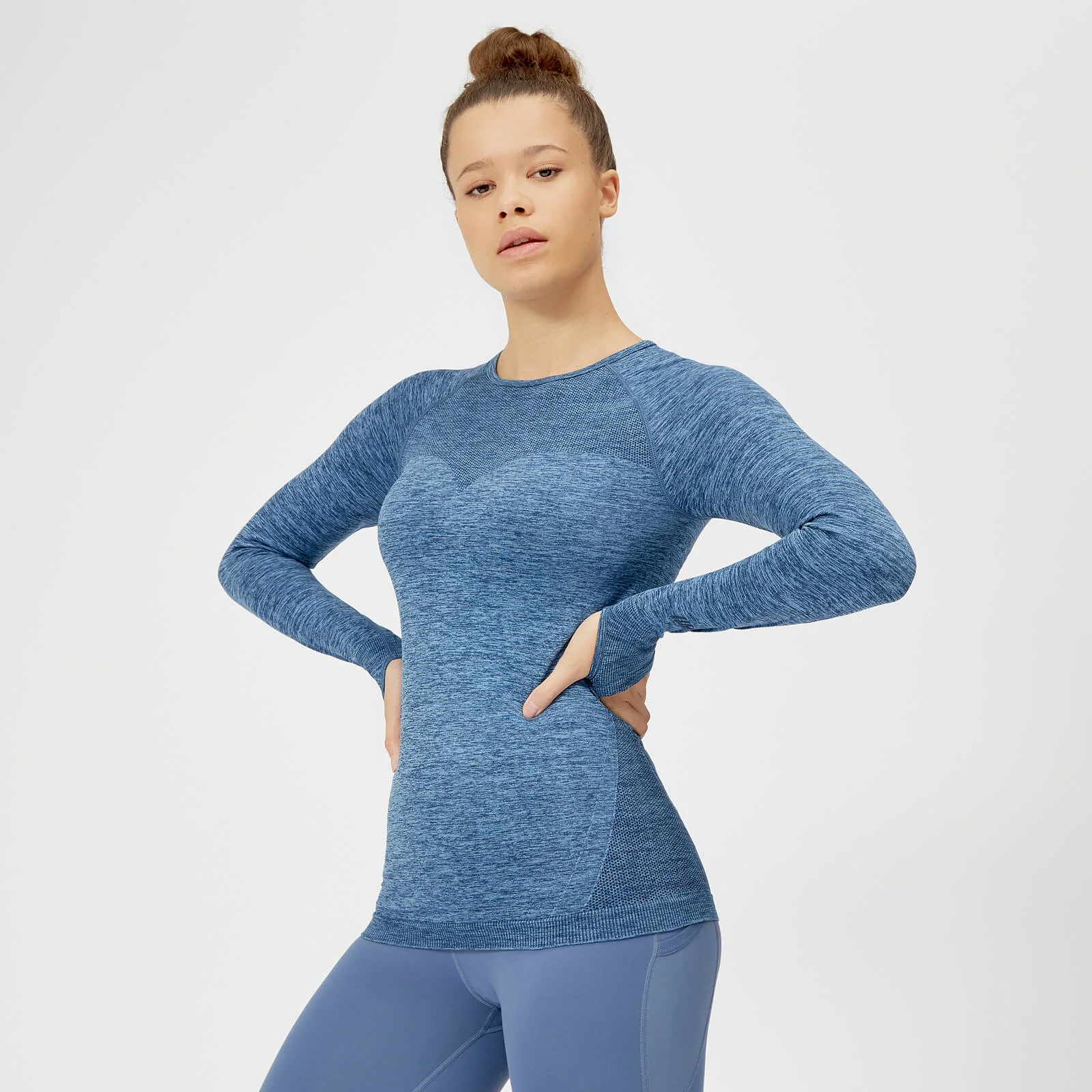Myprotein Inspire Seamless Long Sleeve Top - Blue - XS Afbeelding 1