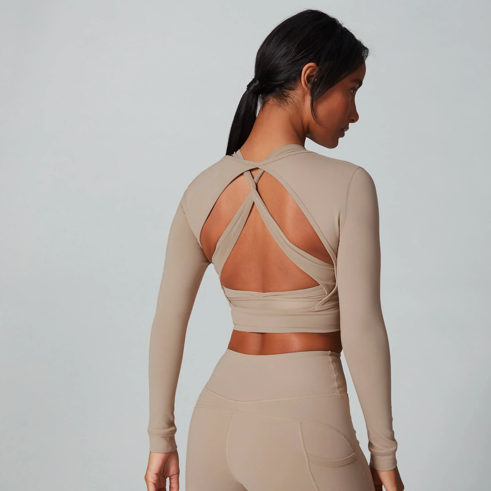 Power Open Back Crop Top - Brown - XS Afbeelding 1