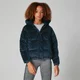Cropped Velour Puffer - Marineblauw