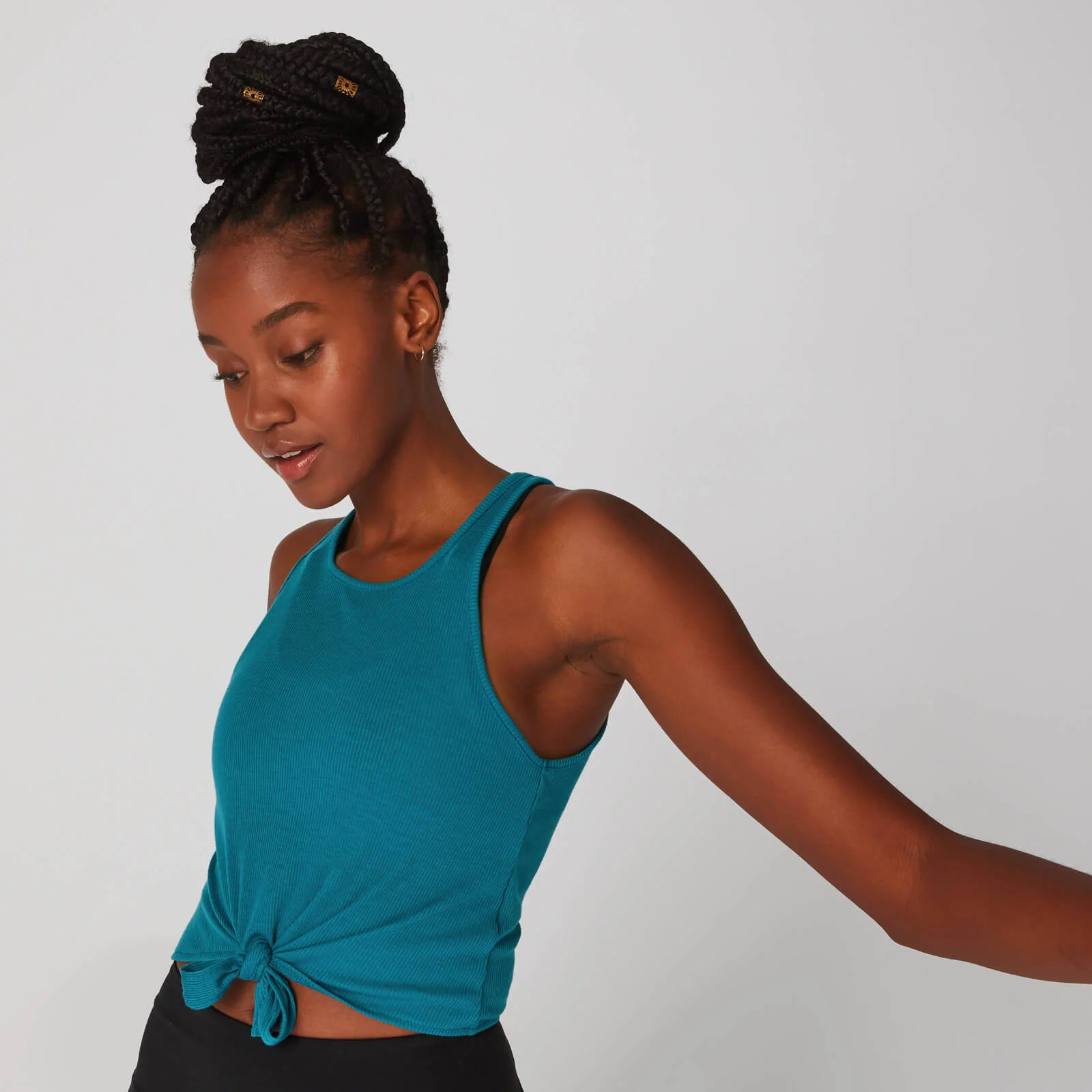 Rib Tie Front Vest - Blauw - XS Afbeelding 1