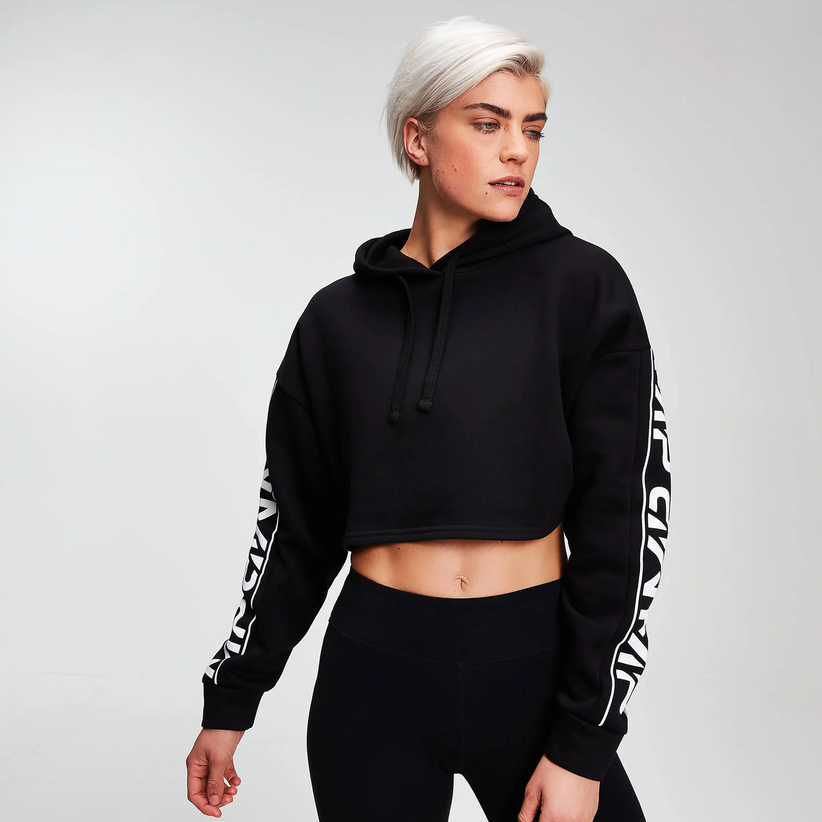MP Women's Rest Day Logo Cropped Hoodie - Black - XS Afbeelding 1