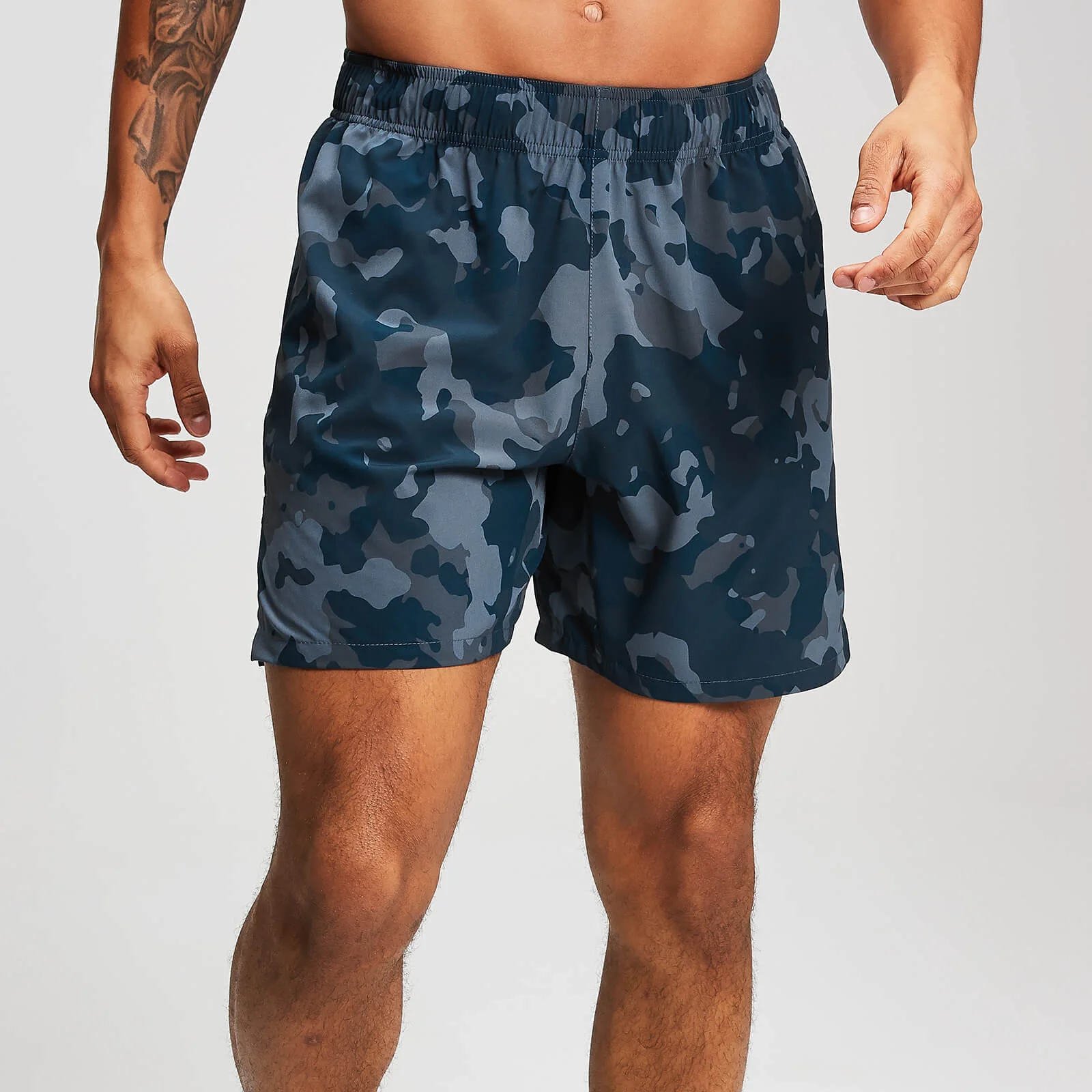 MP Training Heren Stretch Geweven Shorts - Washed Blue-Camo - XS Afbeelding 1