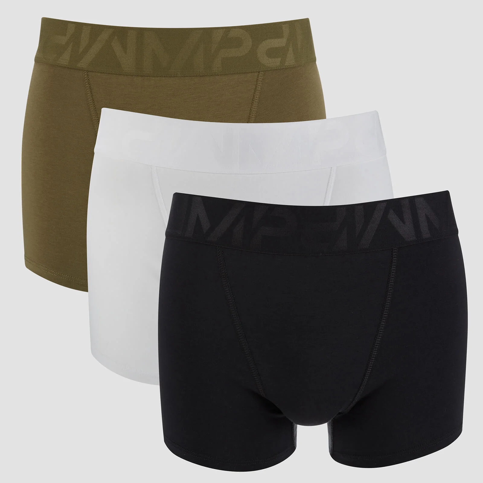 Heren 2 Pack Sports Boxer - Zwart/Kaki/Wit - XS Afbeelding 1