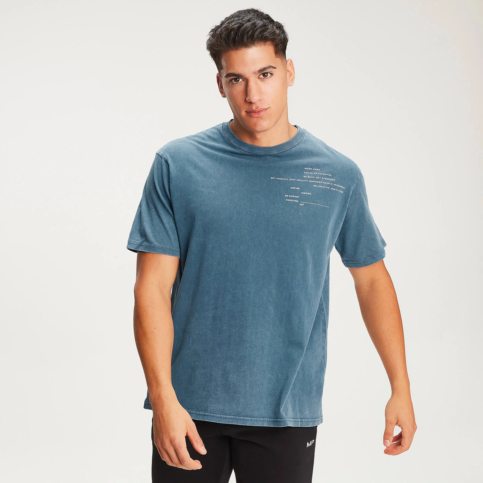 MP Rest Day Staggered Slogan Mannen T-Shirt - Blue Jay - XS Afbeelding 1