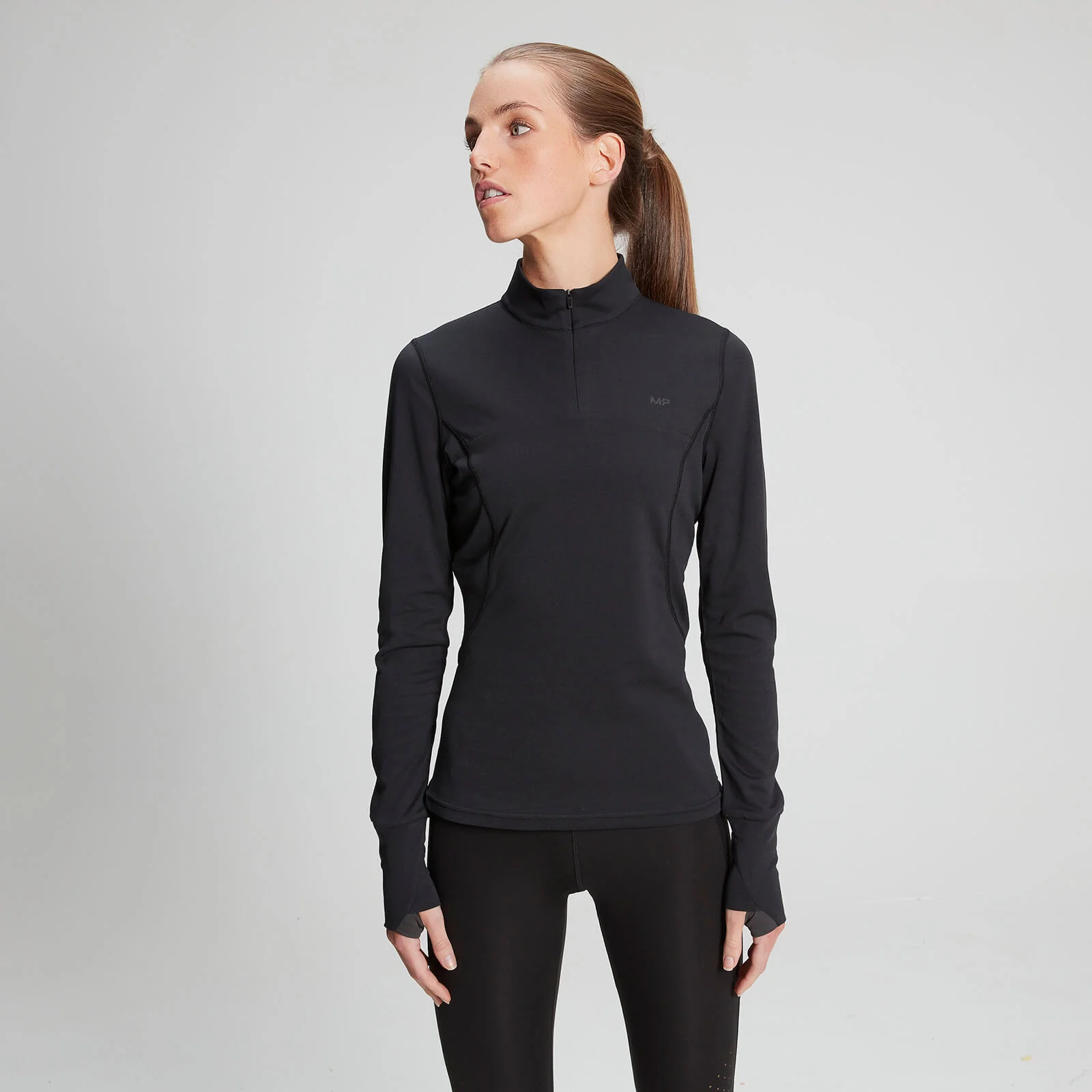 Power Ultra Top Lange Mouwen & ¼ Rits - Zwart - XS Afbeelding 1