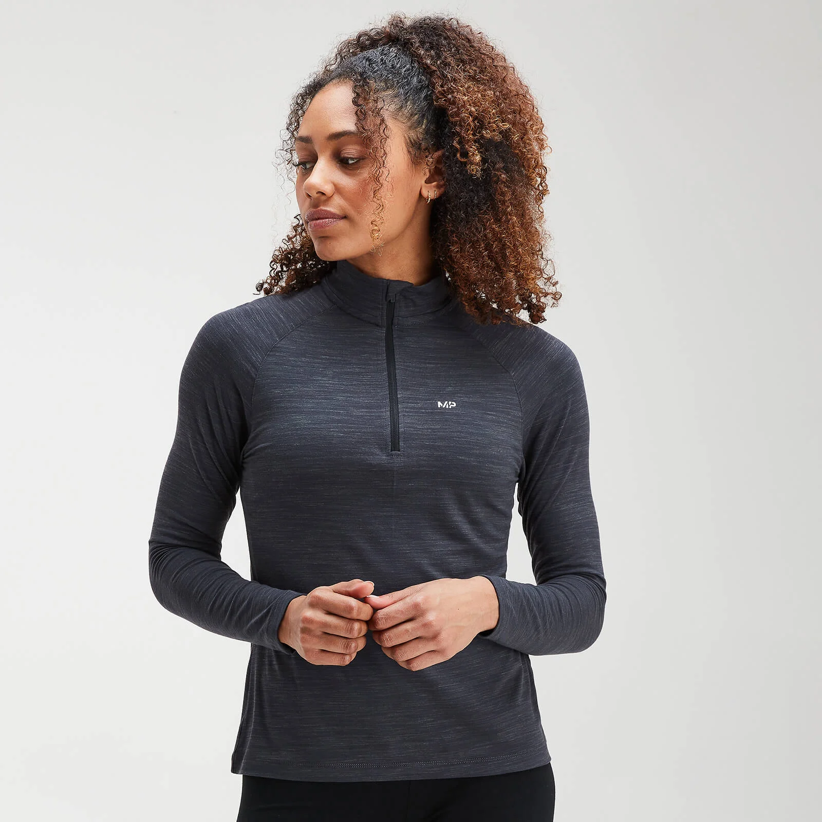 MP Women's Performance Zip Training Top- Black/Charcoal Marl - XS Afbeelding 1