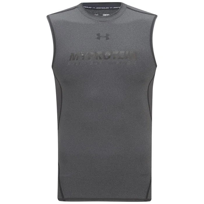 Under Armour Mannen HeatGear Mouwloze Compressie Shirt - Carbon Heather