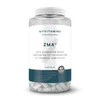 Transparante pot met witte capsules en een wit etiket met blauwe accenten.