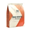 Een witte zak Myprotein eiwitpoeder met oranje accenten en het opschrift "Egg White Powder.