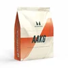 Een witte zak met oranje accenten, met de tekst "Myprotein" en "AAKG" erop.