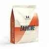 Een witte zak met oranje accenten, met het Myprotein logo en de tekst "Taurine.