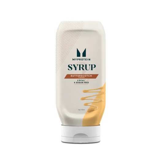 Een witte, plastic fles met een witte dop, gevuld met een lichtbruine stroop.