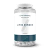 Transparante pot met witte capsules en een etiket met de tekst "Lipid Binder" van Myvitamins.
