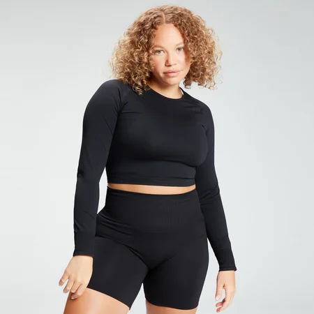 MP Shape naadloze crop top voor dames - Zwart