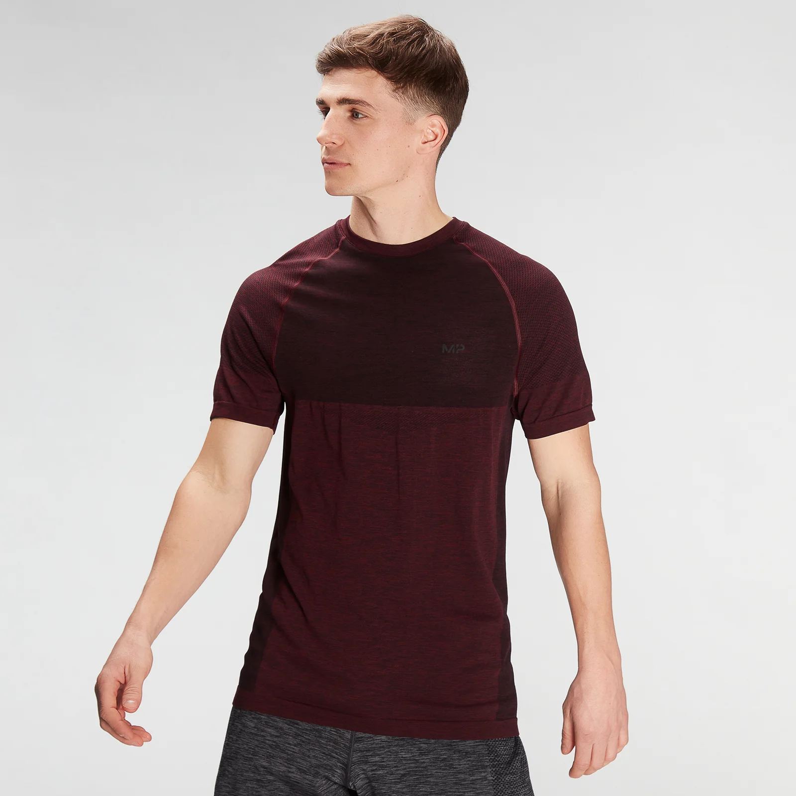 MP Essentials naadloos T-shirt met korte mouwen voor heren - Washed Oxblood Marl - XXS Afbeelding 1