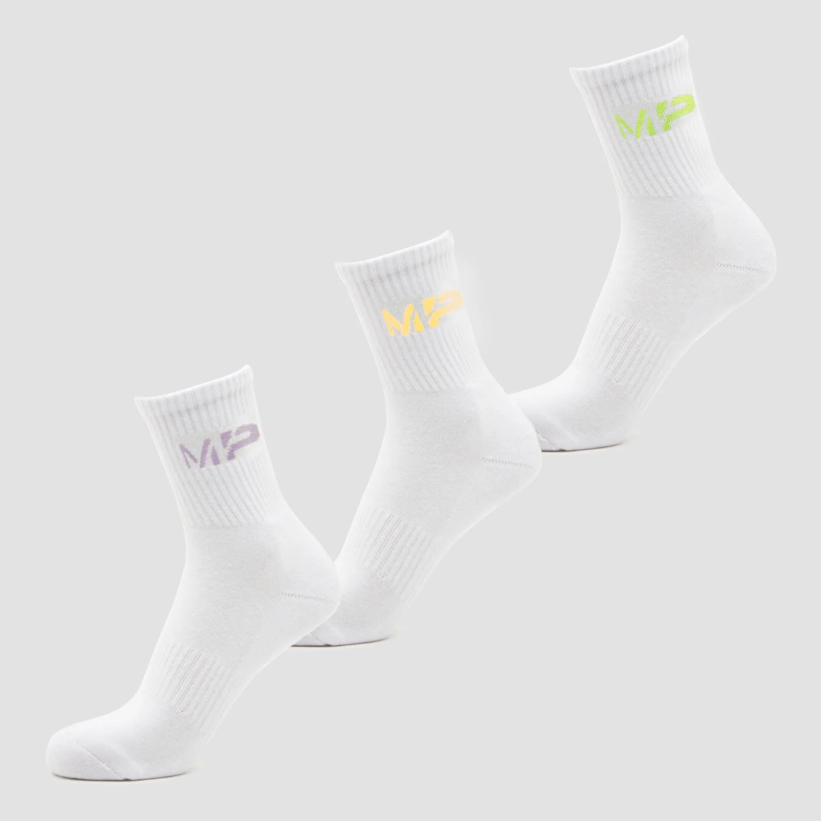 MP Women's Neon MP Logo Crew Socks (3 Pack) Butterfly/Banana/Lavender - UK 3-6 Afbeelding 1