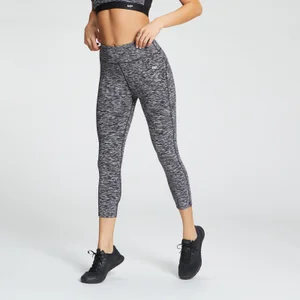 MP Women's Power 3/4 Leggings - Black Space Dye - Size XXS