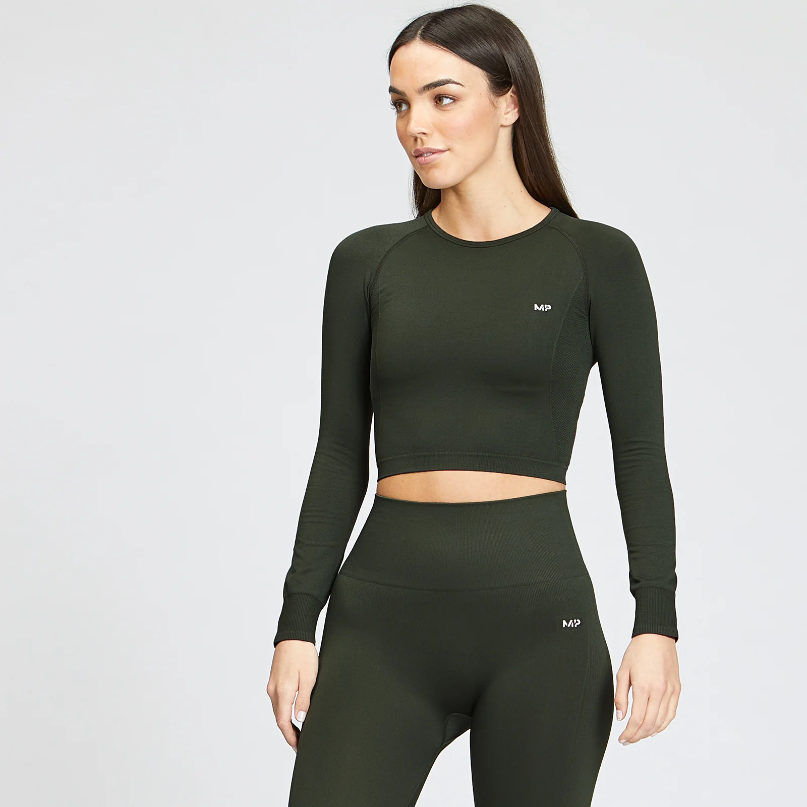 MP Women's Shape Seamless Long Sleeve Crop Top - Vine Leaf - XXS Afbeelding 1
