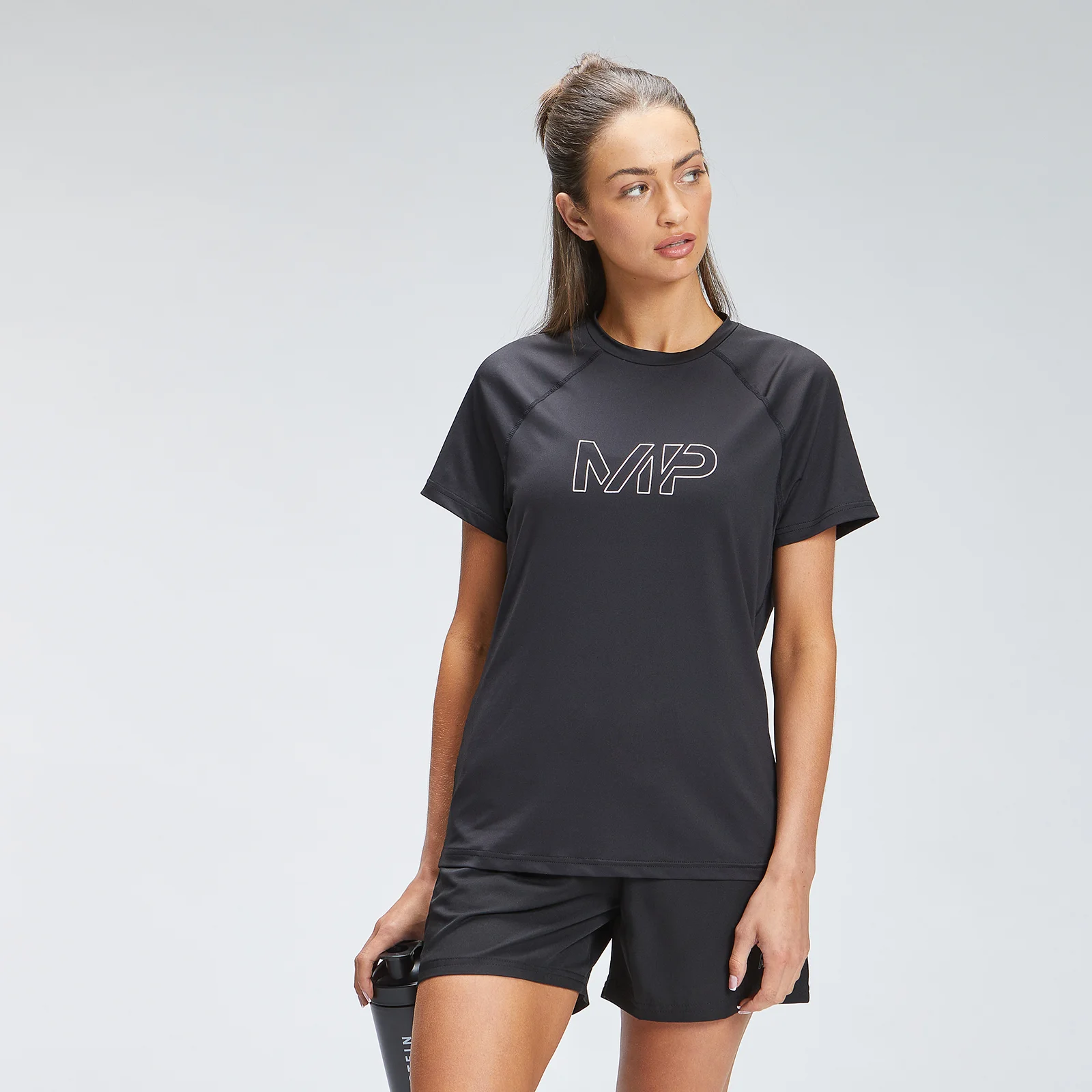 MP Women's Repeat Mark Graphic Training T-Shirt - Black - XXS Afbeelding 1