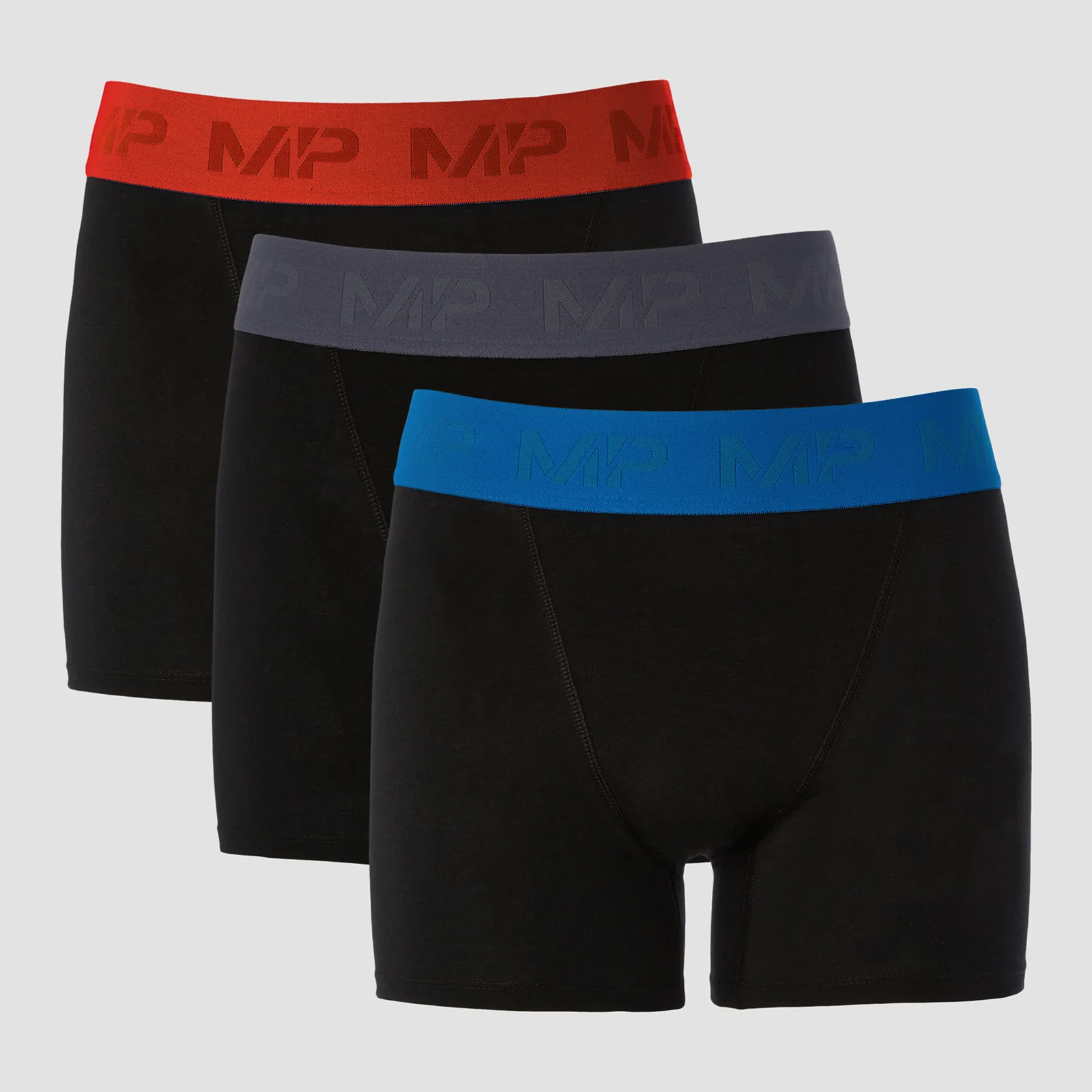 MP Men's Coloured Waistband Boxers (3 Pack) - Black/Graphite/True Blue/Fire - XXS Afbeelding 1