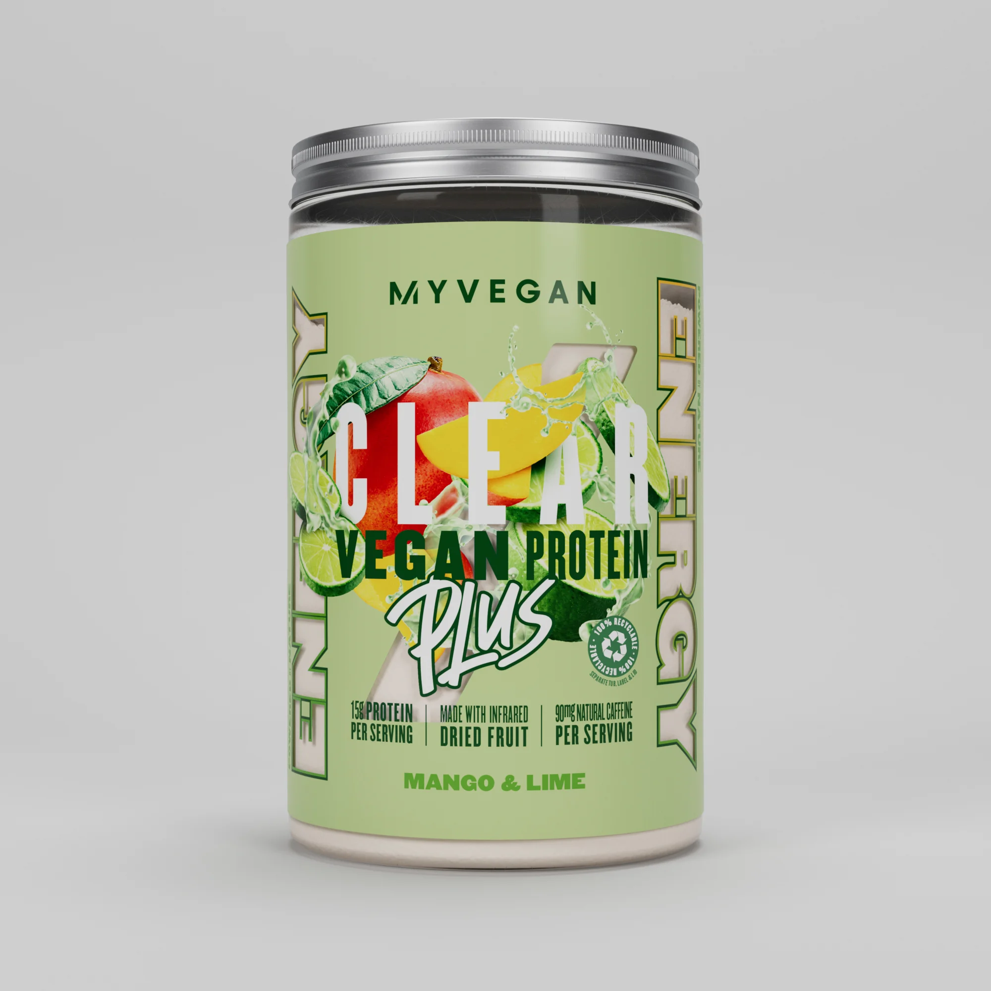 Clear Vegan Protein Plus – Energy - 375g - Mango & Lime Afbeelding 1