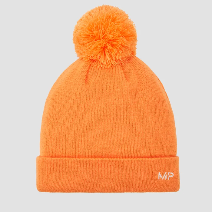 MP muts met pompon - Nectarine/Wit
