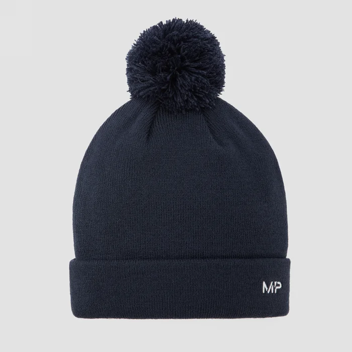 MP muts met pompon - Marineblauw/Wit