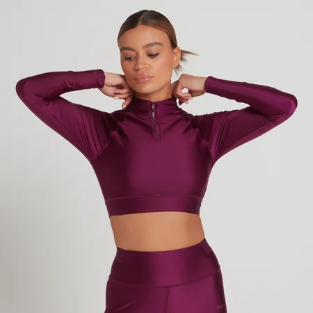 MP Engage cropped shirt met lange mouwen en kwartrits voor dames - Dieppaars
