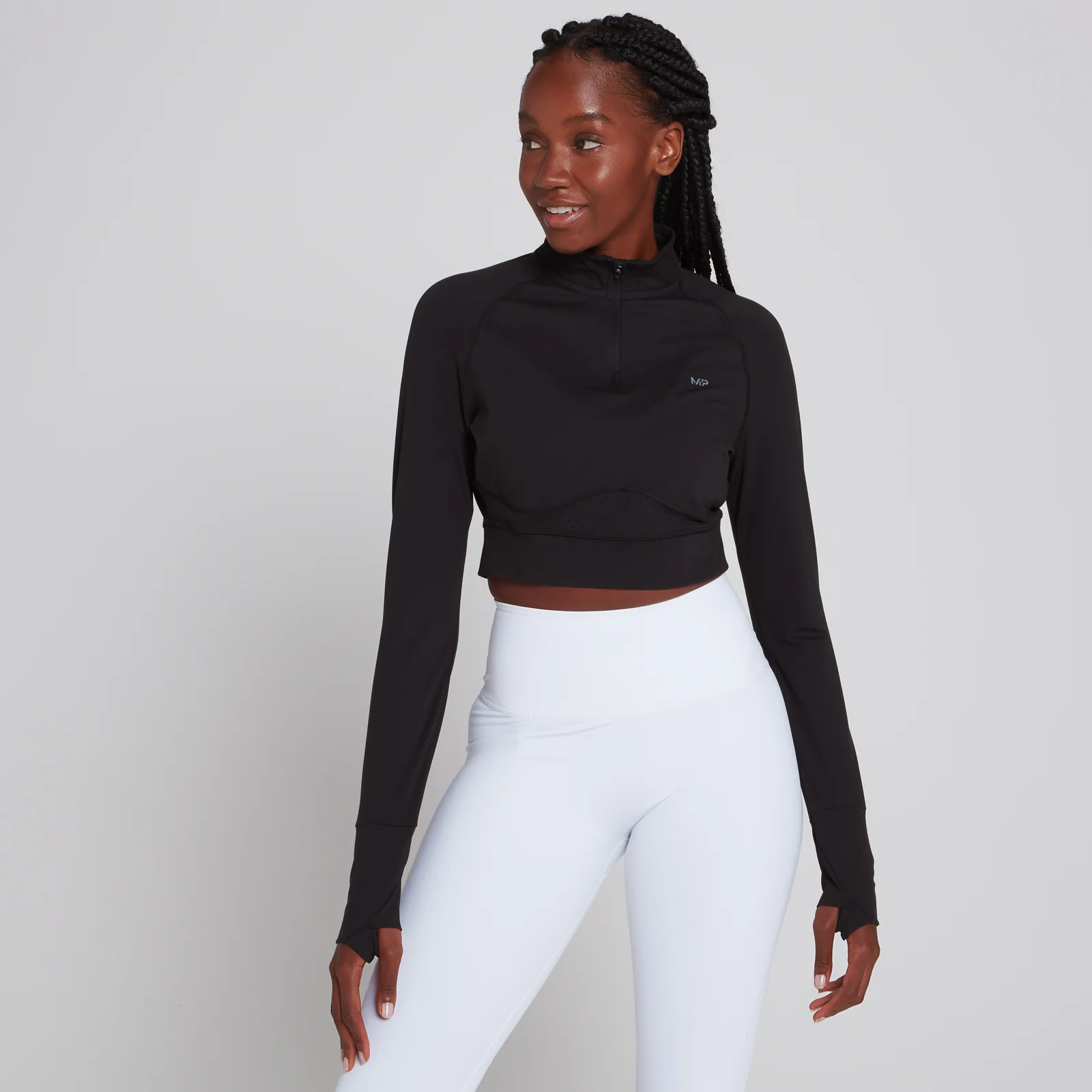 MP Power Ultra cropped shirt met kwartrits voor dames - Zwart - XXS Afbeelding 1