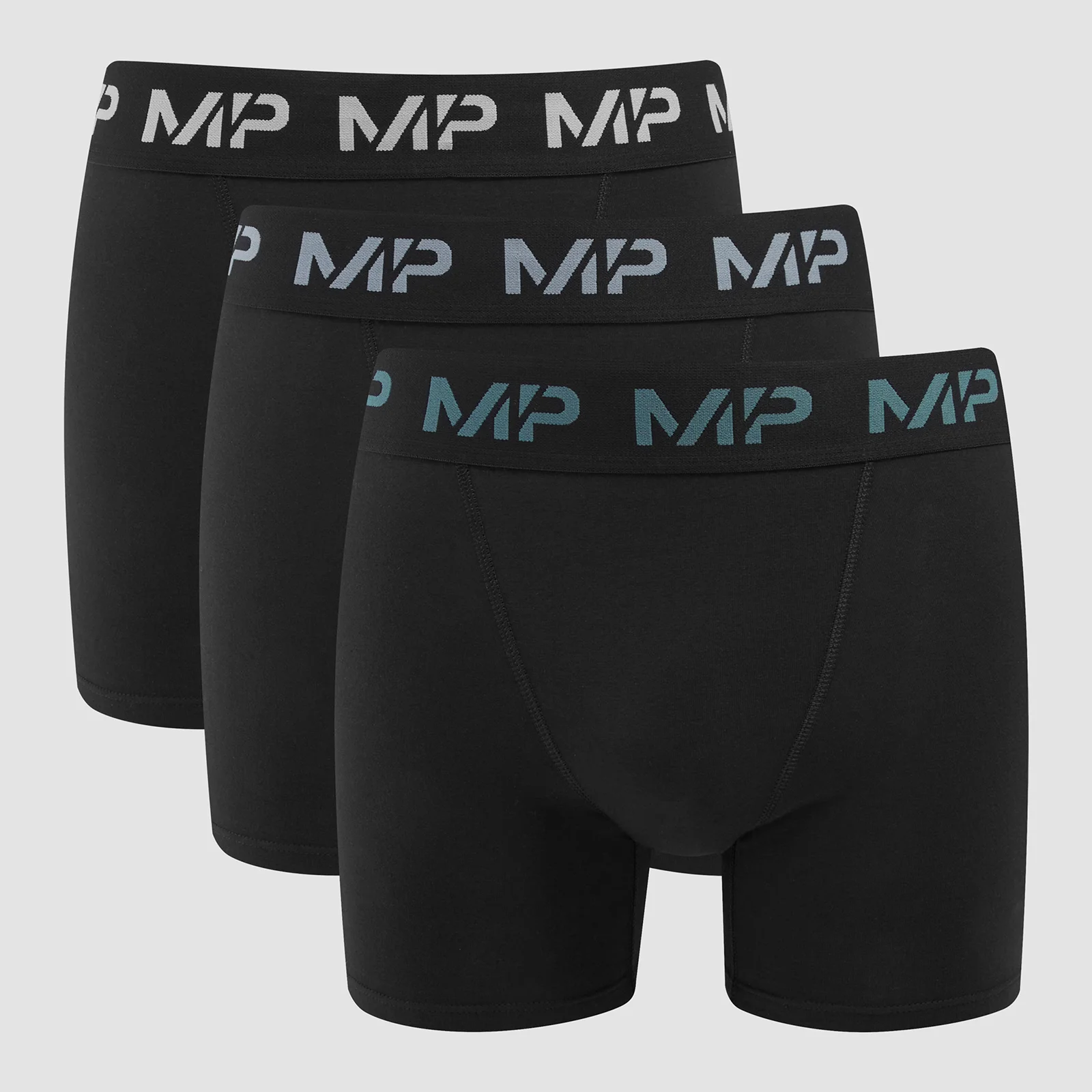 MP Men's Coloured Logo Boxers (3 Pack) Black/Smoke Blue/Pebble Blue/Dusk Grey - XXS Afbeelding 1