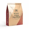 Een beige en bordeauxrode zak met het opschrift "Plant Protein Superblend" van Myvegan.
