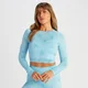 MP gecropt naadloos T-shirt met lange mouwen voor dames - Blauwe tie-dye