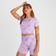 MP gecropt naadloos T-shirt met korte mouwen voor dames - Paarse tie-dye