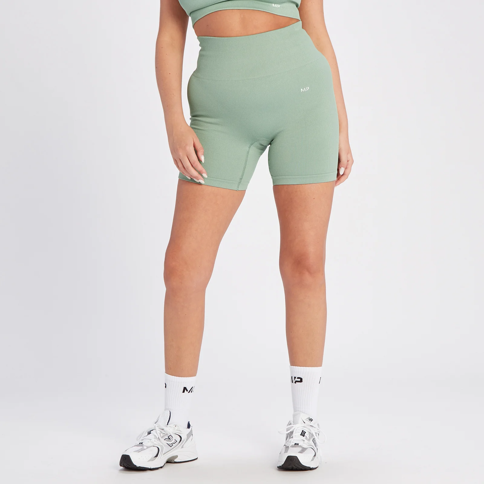 MP Women's Tempo Rib Seamless Shorts - Sage Grey - XS Afbeelding 1