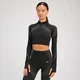 MP Tempo Ultra naadloze croptop met kwartrits en lange mouwen voor dames - Zwart