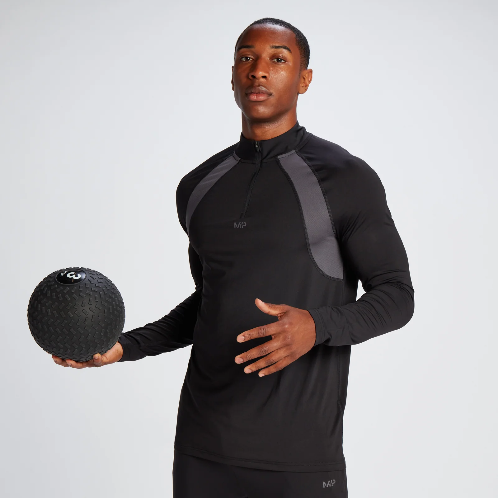 MP Tempo shirt met kwartrits voor heren - Zwart - XXS Afbeelding 1