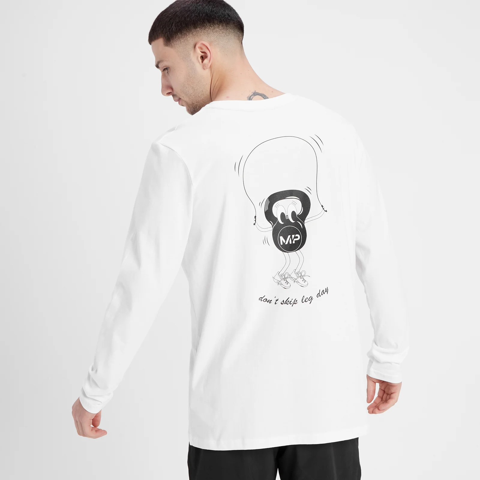 MP T-shirt met 'Leg Day'-opdruk met lange mouwen voor heren - Wit - XS Afbeelding 1