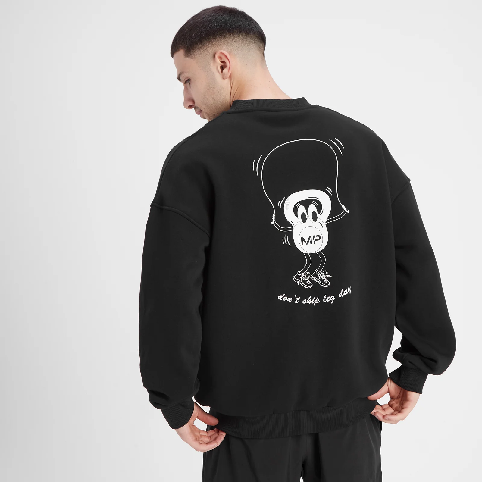 MP sweatshirt met 'Leg Day'-opdruk voor heren - Zwart - XS Afbeelding 1