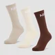 MP Unisex crewokken (3 stuk) - Donkerbruin/lichttaupe/crème