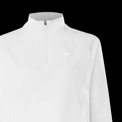 Witte MP windjack voor dames, met een korte rits en een klein logo.