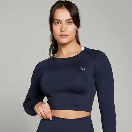 MP Shape naadloze croptop met lange mouwen voor dames - Marineblauw