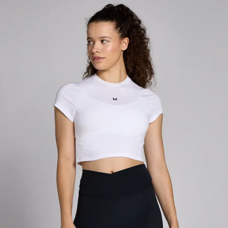 MP Basics croptop met nauwsluitende pasvorm en korte mouwen voor dames - Wit