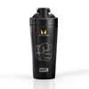 Zwarte Myprotein shaker met een groene Hulk vuist en het Marvel logo.