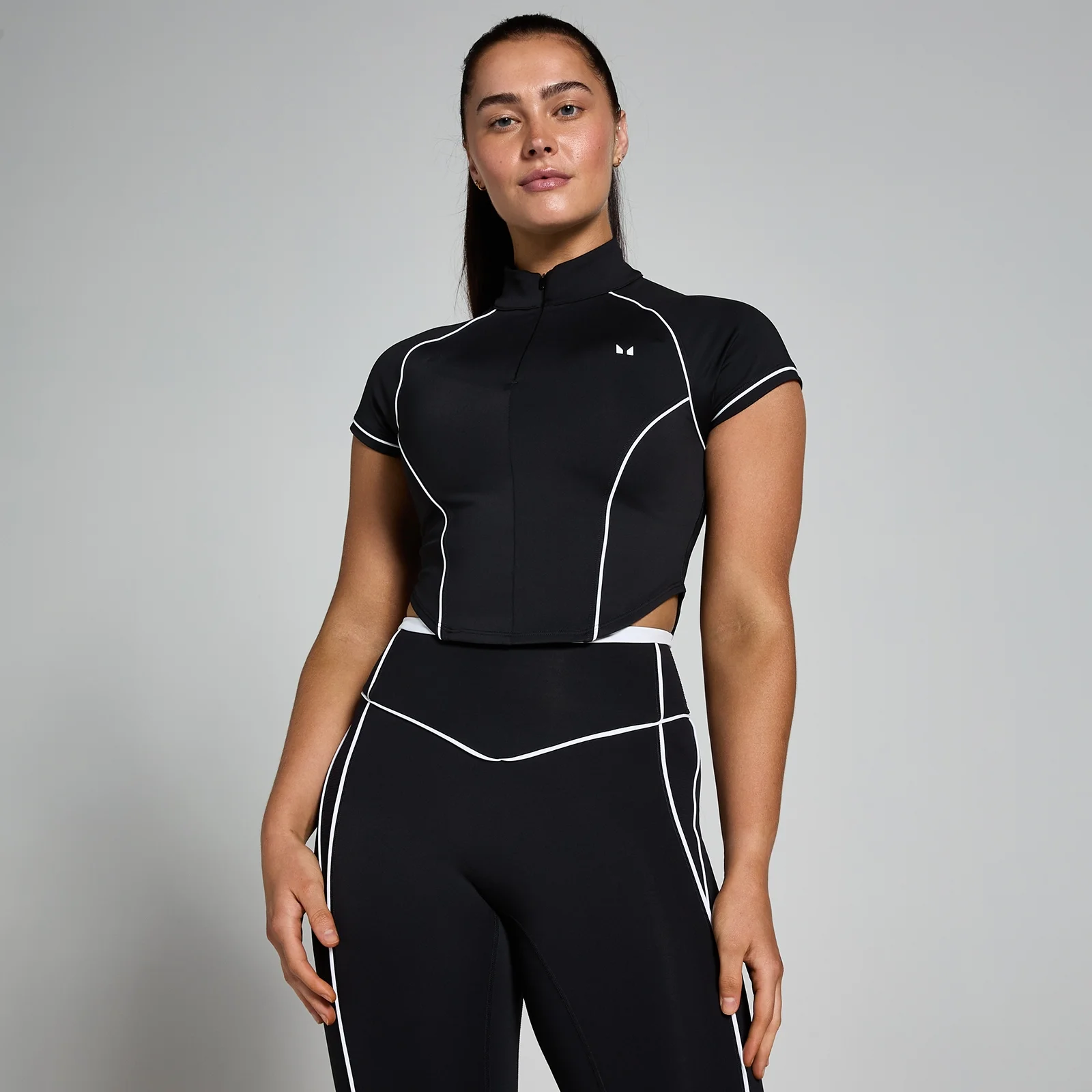 MP Tempo shirt met kwartrits en contrasterende streepdetails voor dames - Zwart - XS Afbeelding 1