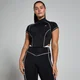 MP Tempo shirt met kwartrits en contrasterende streepdetails voor dames - Zwart