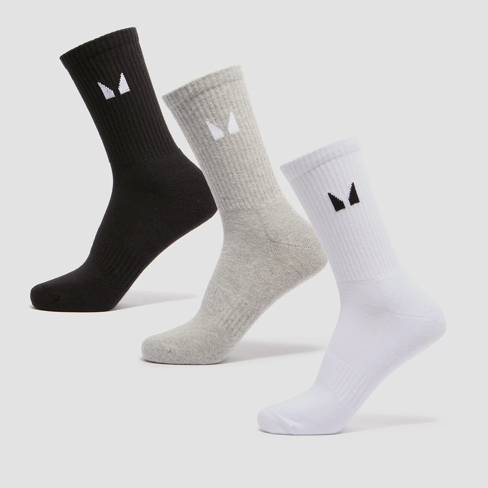 MP Unisex Crew Socks (3 Pack) - White/Black/Grey Marl - UK 2-5 Afbeelding 1