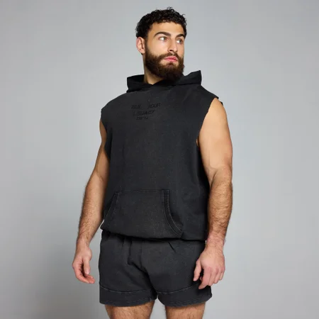 MP Origin verwassen mouwloze hoodie met opdruk voor heren - Verwassen zwart